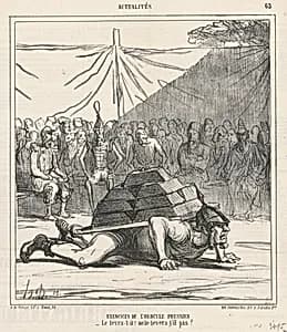 Exercises de l'hercule prussien by Honoré Daumier