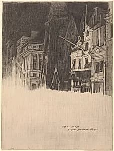 Fifth Avenue at Night by Sir Muirhead Bone