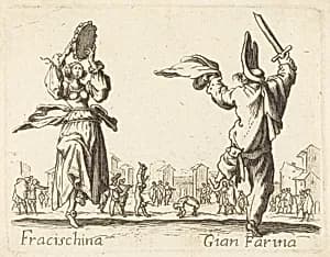 Fracischina and Gian Farina by after Jacques Callot