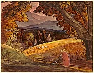 Harvesters by Firelight by Samuel Palmer