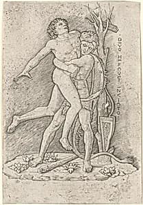 Hercules and Antaeus by Giovanni Antonio da Brescia, after Andrea Mantegna