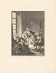 Julie s'évanouit dans un fauteuil by Noël Le Mire after Jean-Michel Moreau