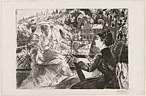 La Terrasse de la Villa Brancas by Félix Bracquemond