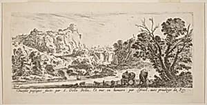 Landscape with Waterfall by Stefano Della Bella
