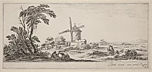 Landscape with Windmill by Stefano Della Bella