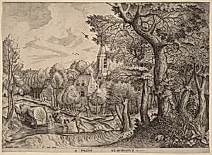 Pagus Nemorosus (Wooded Village) by Johannes and Lucas van Doetechum after Pieter Bruegel the Elder
