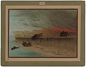 Prairie Meadows Burning by George Catlin