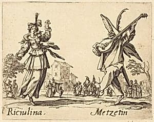 Riciulina and Metzetin by Jacques Callot