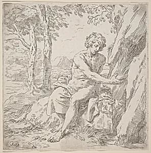 Saint John the Baptist in the Desert by Simone Cantarini