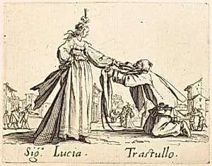 Signa. Lucia and Trastullo by Jacques Callot