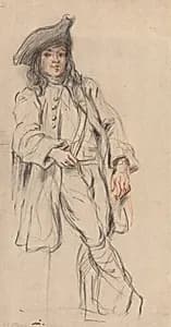 Standing Young Man Leaning on a Plinth