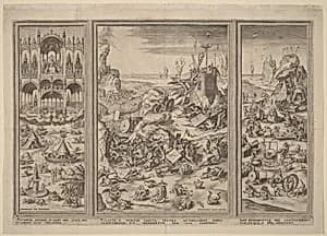 The Last Judgment Triptych by attributed to Cornelis Cort after a follower Hieronymus Bosch