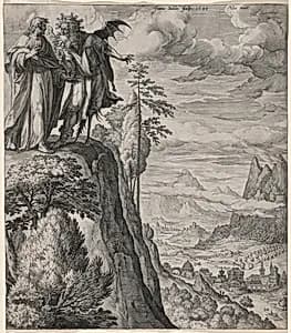 The Temptation of Christ by Jan Sadeler I, after Maarten de Vos