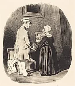Tiens, ma femme, v'la mon portrait... by Honoré Daumier