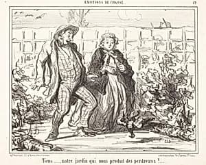 Tiens... notre jardin... produit des perdreaux!... by Honoré Daumier