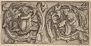 Triton and Siren in Tendrils by Lucas van Leyden