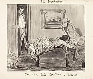 Une élè...zélée travaillant a domicile by Honoré Daumier
