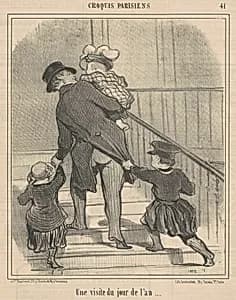 Une visite du jour de l'an by Honoré Daumier
