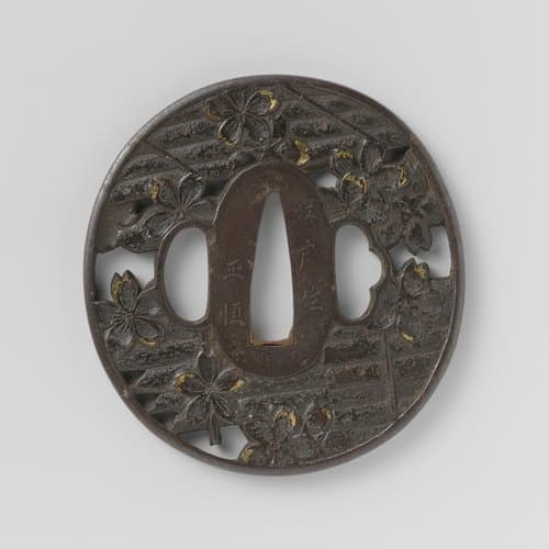 Hand guard with cherry blossom and rafts by Ito Masatsune