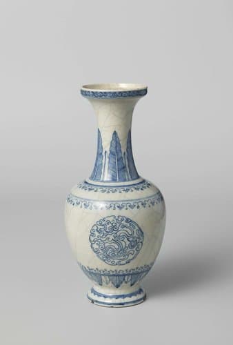 Ovoid vase with three medallions of stylised waves by anonymous