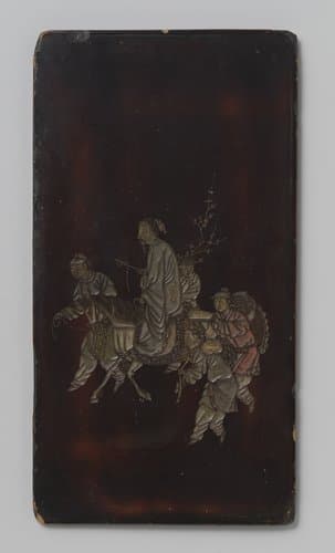 Lakpaneel met Chinese figuren by anonymous