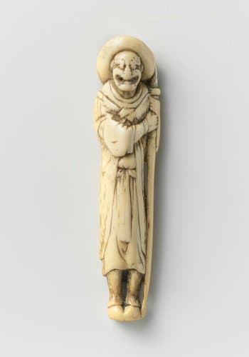 Netsuke in the form of a standing foreigner with halberd by anonymous