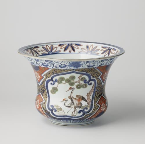 Flowerpot with cranes by anonymous