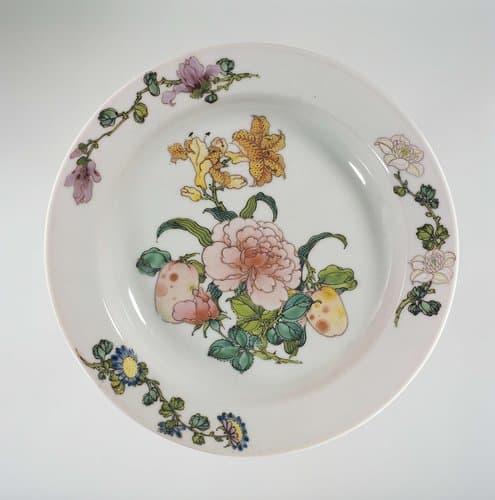 Plate with flowering plants by anonymous