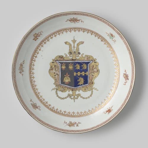 Dish with the arms of the Woodford and Lear families by anonymous