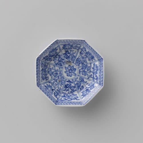 Octagonal saucer with lotus scrolls by anonymous