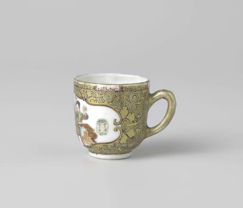 Cup with handle with three women in a panel on a ground of scrolls by anonymous