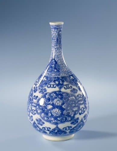 Pear-shaped bottle vase with panels with lotus scrolls by anonymous