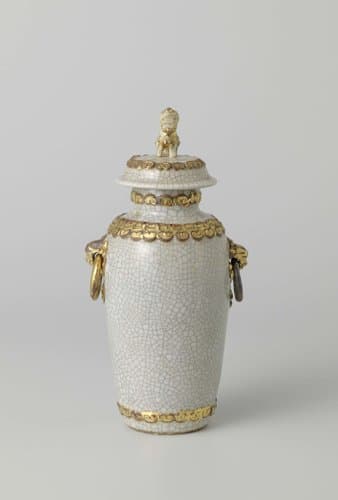 Covered jar with monster heads and gilded bands with ruyi motif by anonymous