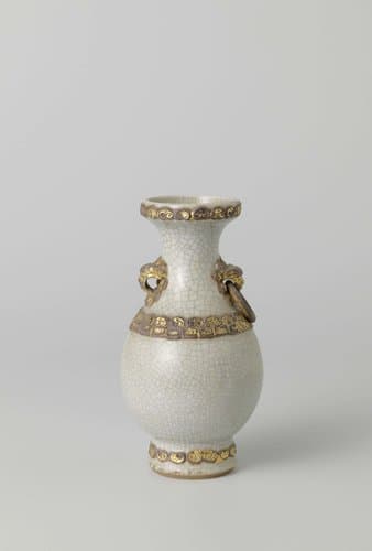 Pear-shaped vase with shishi by anonymous