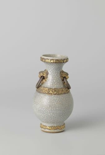 Pear-shaped vase with monster heads and gilded bands with ruyi motif by anonymous