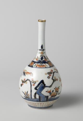 Bottle vase with the 'three friends of winter' by anonymous
