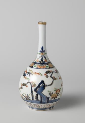 Flesvormige vaas met de 'drie vrienden van de winter' by anonymous