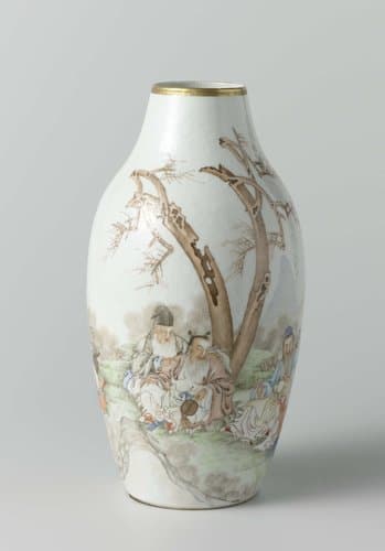 Ovoid vase with the Eight Immortals seated in a landscape by anonymous