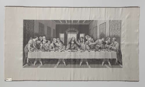Kleed van zijde waarop het Laatste Avondmaal van Leonardo da Vinci by T. Strazza