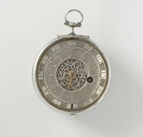 Zakhorloge met geëmailleerde voorstelling van Antonius en Cleopatra by Pieter Morijn