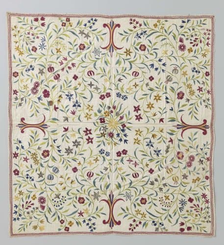 Kleed van oosterse textiel met veelkleurig borduurwerk by Unknown Artist
