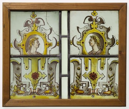 Ruit met Romeins medaillonportret in een cartouche by anonymous