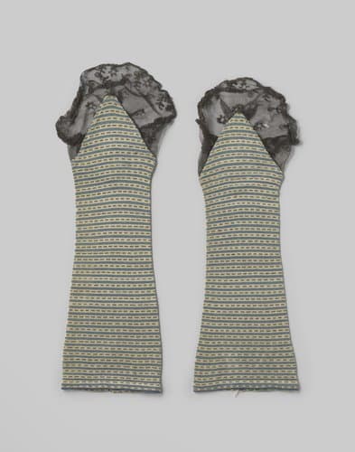 Mitaine van bauw wit gestreepte zijde by anonymous
