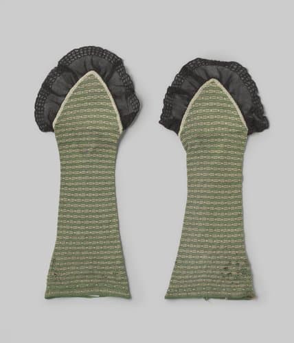 Mitaine van zijde, groen, beige en witgestreept by anonymous