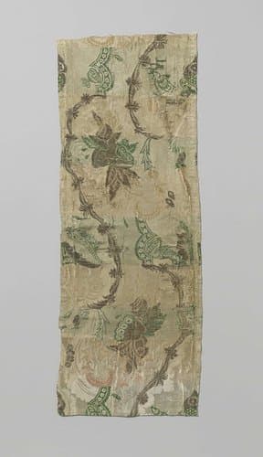 Fragment zijdeweefsel; gedamasceerde lampas by anonymous