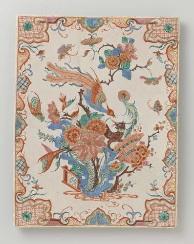 Veelkleurig beschilderde plaque van faïence by anonymous