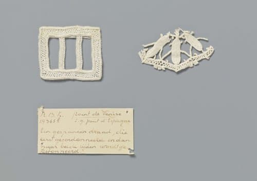 Staal naaldkant met grove draad gemaakt als voorbeeld van gecordonneerde spijlen zoals toegepast in Spaanse Venetiaanse naaldkant by anonymous