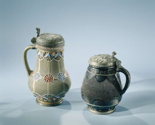 Jug with chip carving and flowers by anonymous