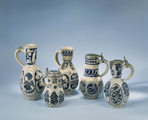 Jug with bird and stylized flowers in medallions by anonymous