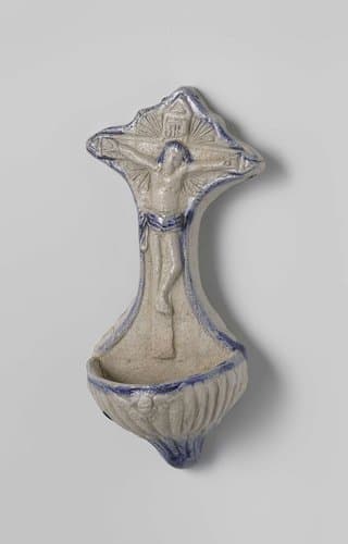 Holy water stoup with a relief of the Crucifixion by anonymous
